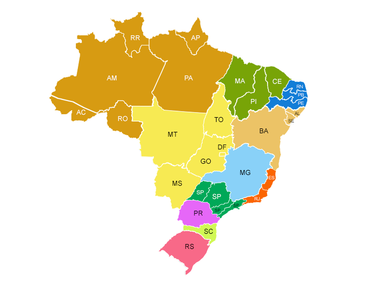 Mapa do Brasil - Regiões Abrac